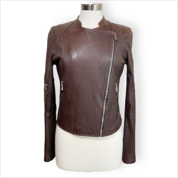 Andrew Marc Jackets & Blazers - Andrew Marc Lamb Leather Moto Jacket with Knit Sleeves